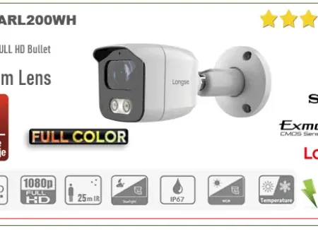 Full Color IP Bullet kamera 2MP 3.6mm 25m IR POE BMSARL200WH
