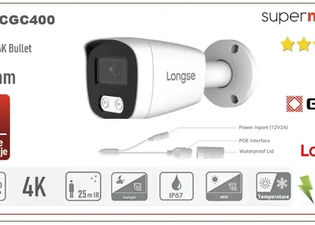 POE Bullet IP Kamera Longse 4MP 2.8mm 25m IR BMSCGC400