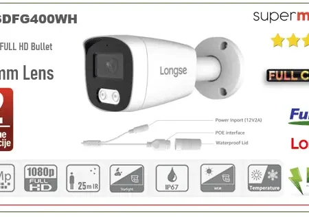 Full Color POE Bullet IP Kamera Longse 4MP 2.8mm 25m IR BMSDFG400WH