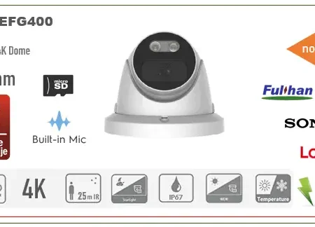 POE Dome IP Kamera Longse 4MP 2.8mm 25m IR SD Card slot + Mic CMSEFG400