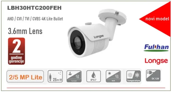 2/5MP 4in1 AHD Kamera IR 25m 3.6mm IP67 LBH30HTC200FEH-3