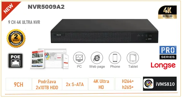 Longse NVR Ultra serija 9ch 2xRJ45