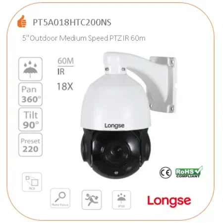 5” OUTDOOR MEDIUM SPEED PTZ KAMERA 2.1MP IR 60M 18X ZOOM PT5A018HTC200NS