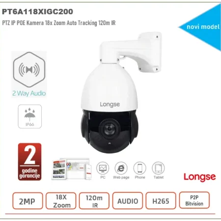 Longse PTZ IP POE Kamera 2MP 18x Zoom 120m IR Auto Tracking